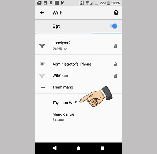 Vào tùy chọn WiFi